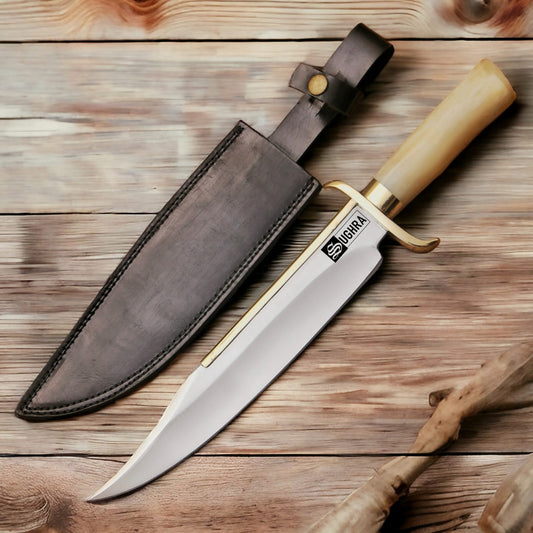 Custom Handmade Carbon Steel Antiqued Alamo Musso Bowie Hunting Camping Knife SK-4